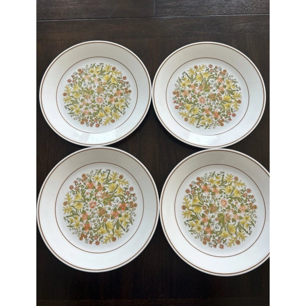 Corelle Corning Indian Summer Dinner Plates Yellow Orange 10 1/4" Set of 4